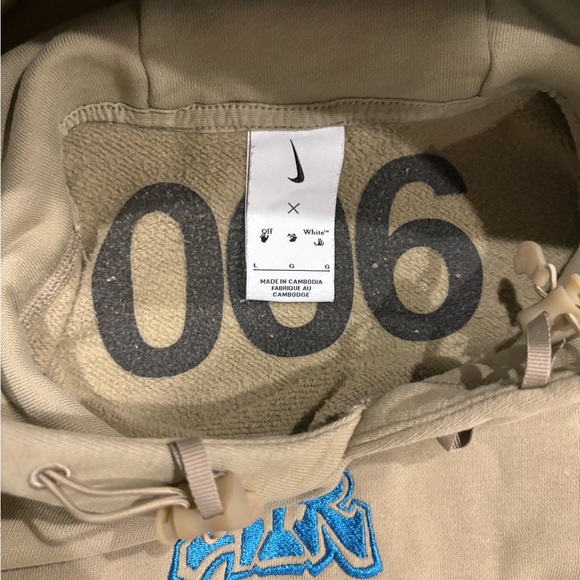 Nike Off-White Tan Hoodie with Light Blue Accents - Men's Pullover - Picture 2 of 3